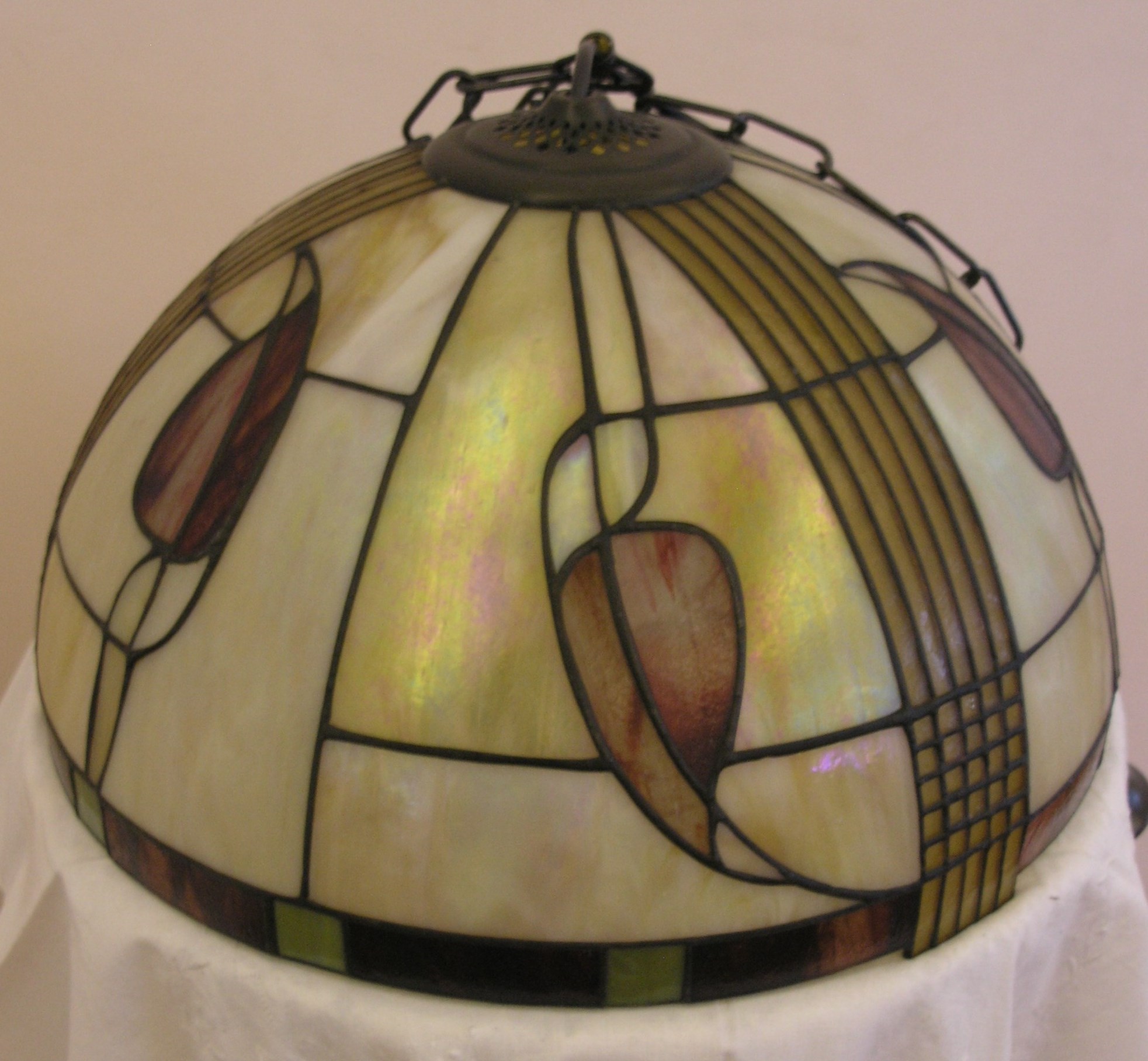 Lampe Jugendstil/Art Deco Glas Kunst Perlmuteffekt