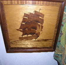 Tablett Holz Segelschiff